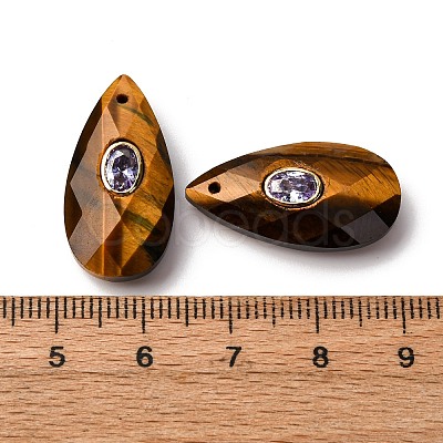 Natural Tiger Eye Pendants G-P586-01G-08-1
