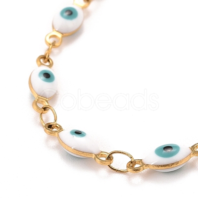 Enamel Horse Eye Link Chains Bracelet BJEW-P271-05G-03-1