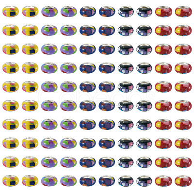 100Pcs 5 Colors Bohemian Style Resin European Beads RESI-TA0004-83-1