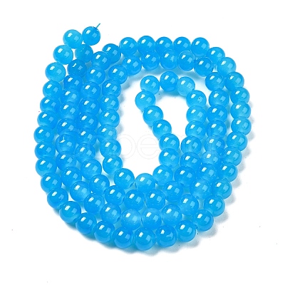 Baking Paint Imitation Jade Glass Round Bead Strands X-DGLA-Q021-8mm-13-1