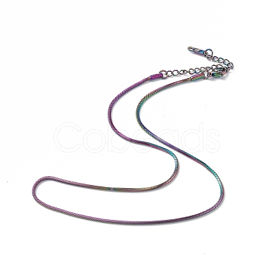 Ion Plating(IP) 304 Stainless Steel Round Snake Chain Necklace for Men Women NJEW-K245-012E-1