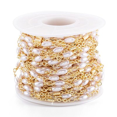 Handmade CCB Plastic Imitation Pearl Beaded Chains CHC-M021-29LG-1