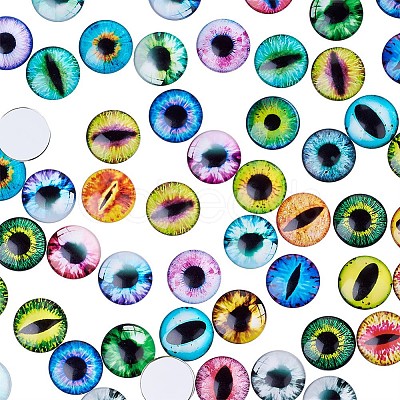 Eye Printed Glass Cabochons GGLA-BT0001-01-1