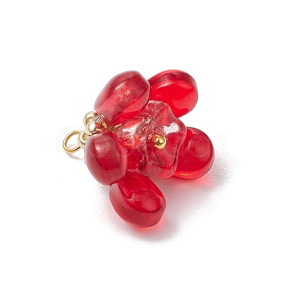 Glass Flowers Pendants PALLOY-MZ00629-1