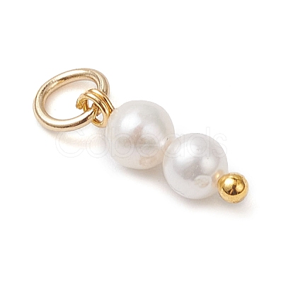 Natural Cultured Freshwater Pearl Round Beaded Charms PALLOY-JF04308-1