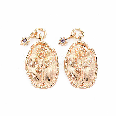 Brass Tanzanite Rhinestone Pendants X-KK-S364-216-1