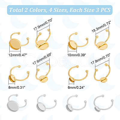 24Pcs 8 Styles Stainless Steel Ring Components STAS-UN0047-48-1