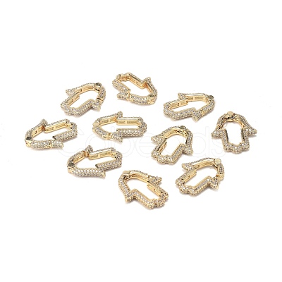 Brass Micro Pave Clear Cubic Zirconia Spring Gate Rings ZIRC-F120-008G-1