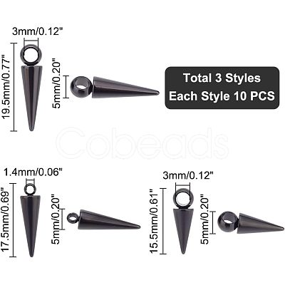 30Pcs 3 Style 304 Stainless Steel Pendants STAS-UN0038-28-1