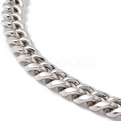 201 Stainless Steel Curb Chains Necklace with Wolf Clasps for Men Women NJEW-E155-07P-1-1