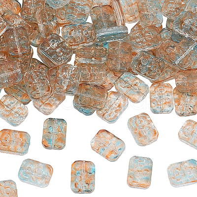 100Pcs Transparent Spray Painted Glass Beads GLAA-PA0001-60B-1