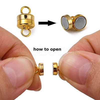 Column Brass Magnetic Clasps with Loops X-KK-M064-G-NR-1