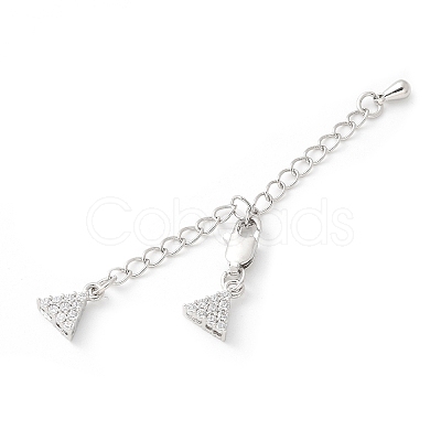 Brass Micro Pave Cubic Zirconia Chain Extender with Glass KK-U052-05P-1