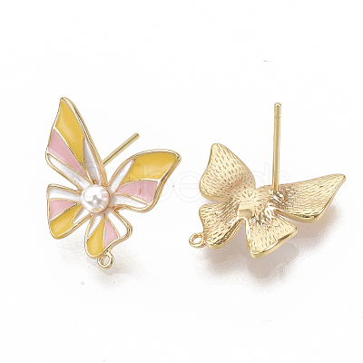Brass Enamel Stud Earring Findings KK-T051-45G-NF-1