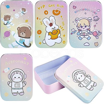4Pcs 4 Styles Tinplate Storage Box CON-CN0001-02-1