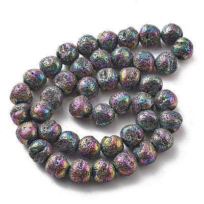 Electroplated Natural Lava Rock Beads Strands G-A251-D01-01I-1