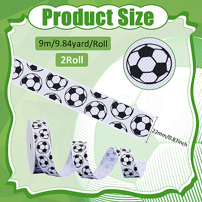 Polyester Football Pattern Ribbon OCOR-WH0078-556-1