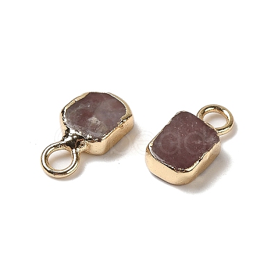 Natural Strawberry Quartz Rectangle Charms G-Q169-07G-04-1