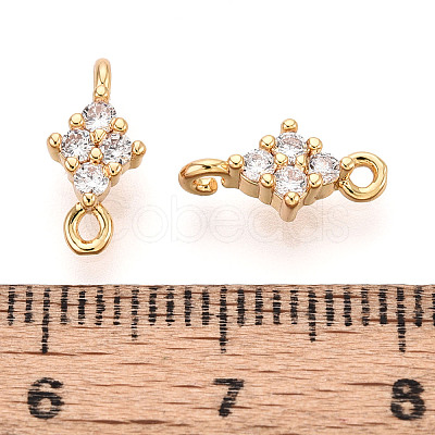 Brass Pave Clear Cubic Zirconia Connector Charms KK-T078-03G-01-1