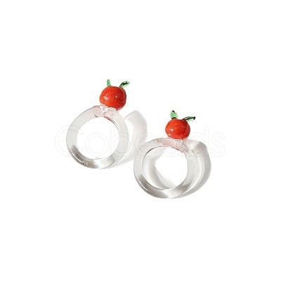 Handmade Lampwork Fruit Finger Rings for Women WGA7362-01-1