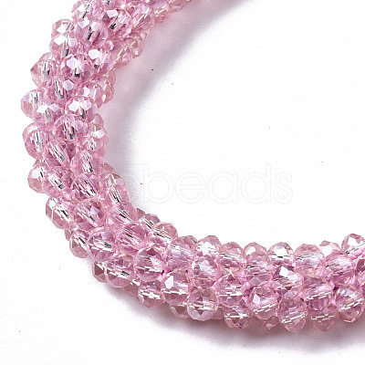 Faceted Transparent Glass Beads Stretch Bracelets X-BJEW-S144-002C-05-1