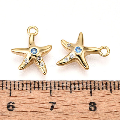 Brass Micro Pave Cubic Zirconia Charms KK-N261-99G-1