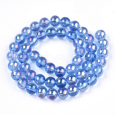 Electroplate Transparent Glass Beads Strands GLAA-T032-T8mm-AB04-1