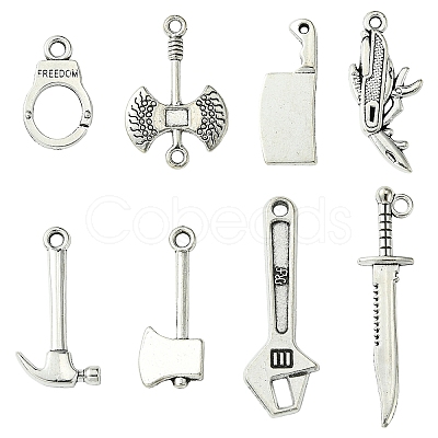 40Pcs 8 Styles Tibetan Style Alloy Pendants TIBEP-YW0001-75-1