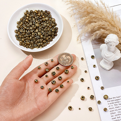 300Pcs 17 Styles Tibetan Style Alloy Beads TIBE-PH0007-68-1