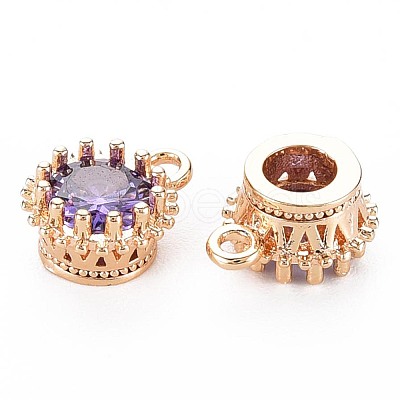 Brass Micro Pave Cubic Zirconia Charms KK-S356-772B-1