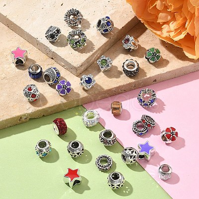 30Pcs 10 Styles Alloy European Beads MPDL-YW0001-03-1