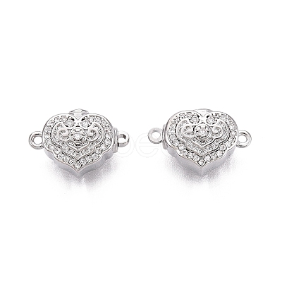 Brass Micro Pave Clear Cubic Zirconia Box Clasps KK-Q074-07P-1