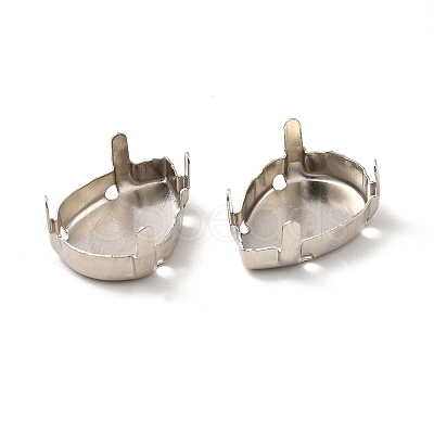 Platinum Plated Brass Sew on Prong Settings X-KK-G246-13x18mm-P-1