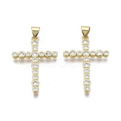 Brass Micro Pave Clear Cubic Zirconia Pendants KK-R133-009G-NF-1