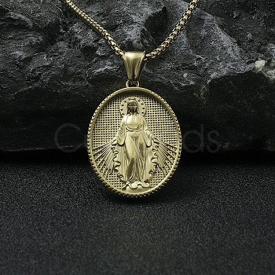 201 Stainless Steel Pendant Necklaces NJEW-C034-35G-1