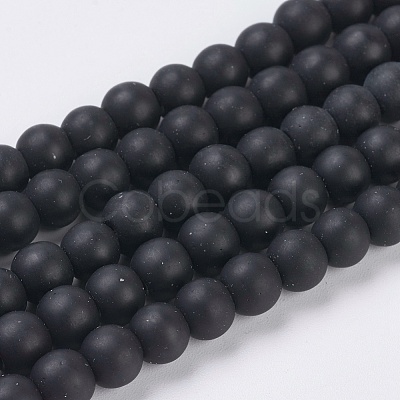Black Stone Beads Strands G-G508-7-1