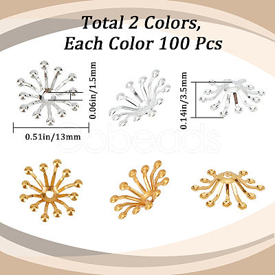 200Pcs 2 Colors Brass Bead Caps OHAR-SC0001-04-1