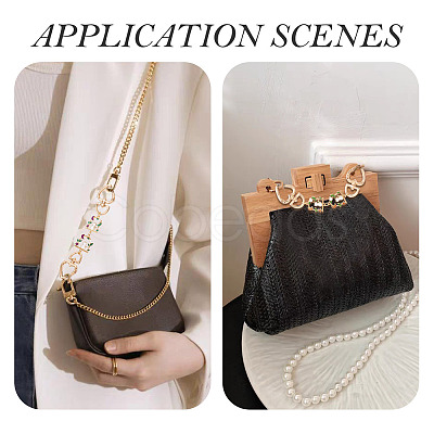 4Pcs 4 Colors Cat Back Shaped Alloy Enamel Heart Link Bag Strap AJEW-TAC00035-1
