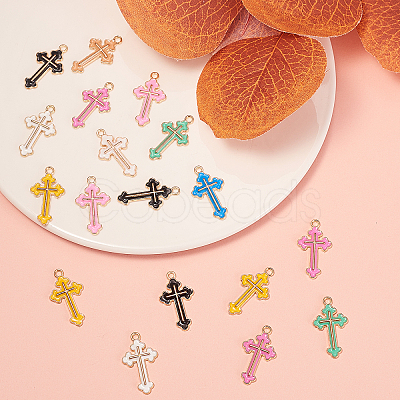 120Pcs 8 Colors Alloy Enamel Pendants ENAM-CJ0001-84-1