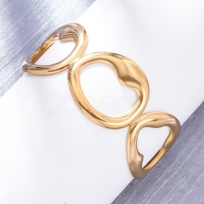 304 Stainless Steel Cuff Bangles for Women BJEW-D306-07G-1