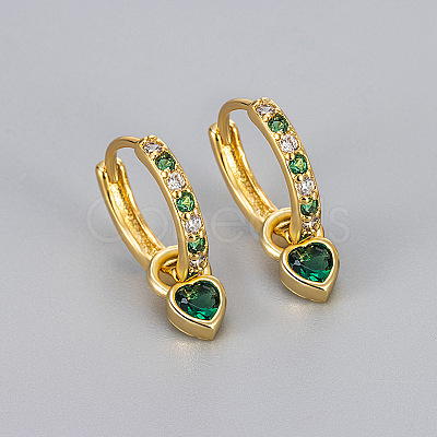Brass Micro Pave Cubic Zirconia Hoop Dangle Earrings WG33AFF-02-1