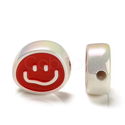 UV Plating Rainbow Iridescent Acrylic Enamel Beads OACR-G012-13B-1