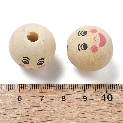Printed Schima Wood European Beads WOOD-G023-14D-1