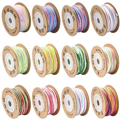 4 Rolls 4 Colors Segment Dyed Macrame Cotton Cord OCOR-YW0001-27C-1