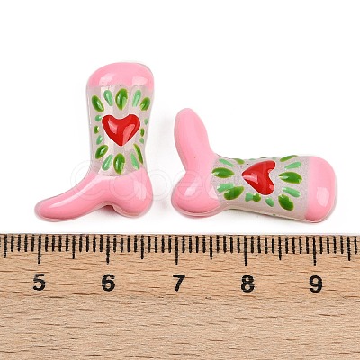 Boot Baking Paint Glass Enamel Beads LAMP-C020-02D-1