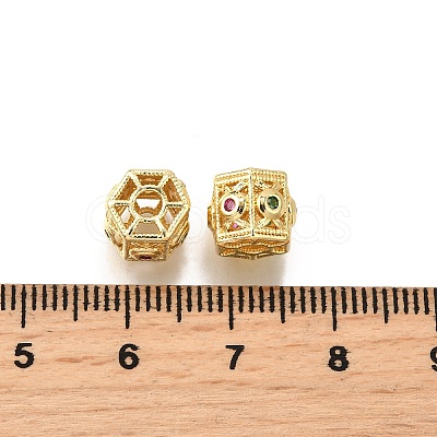 Brass Micro Pave Cubic Zirconia Beads KK-C106-22G-1