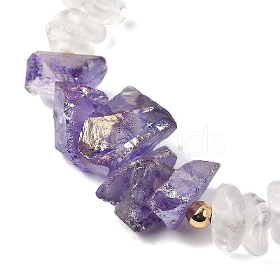 Natural Quartz Crystal & Electroplated Natural Quartz Chip Beads Stretch Bracelets for Women BJEW-JB12279-1