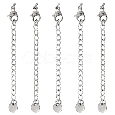 5Pcs 304 Stainless Steel Curb Chain Extender STAS-YW0003-60P-1