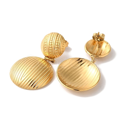 Textured Half Round Ion Plating(IP) 304 Stainless Steel Stud Earrings for Women EJEW-L287-015G-1