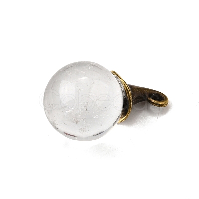 Natural Mixed Stone Round Pendants with Alloy Witch Hat G-D311-01AB-1